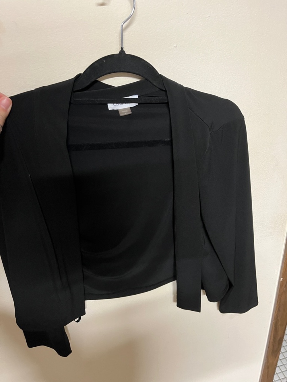 Calvin Klein Dress sweater,  Black Open-Front Cropped Blazer